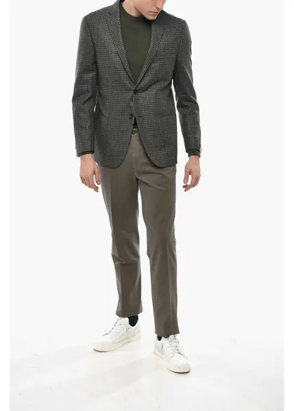 Sacouri CORNELIANI Unlined Academy Soft Gingham Patterned Blazer Military Green Barbati (BM 19681775) 4