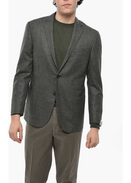 Sacouri CORNELIANI Unlined Academy Soft Gingham Patterned Blazer Military Green Barbati (BM 19681775) 1