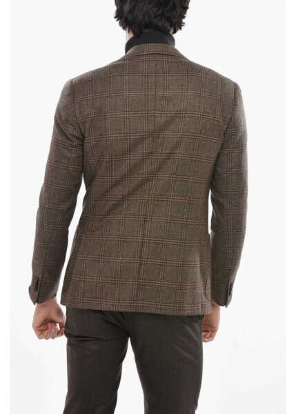 Sacouri CORNELIANI Half-Lined Gate Virgin Wool Blazer With District Check Motif Brown Barbati (BM 19681781) 2