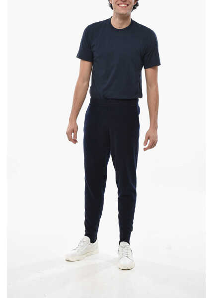 Pantaloni de trening CORNELIANI Cashmere Blend Sweatpants With Cuffs Blue Barbati (BM 19681784) 4