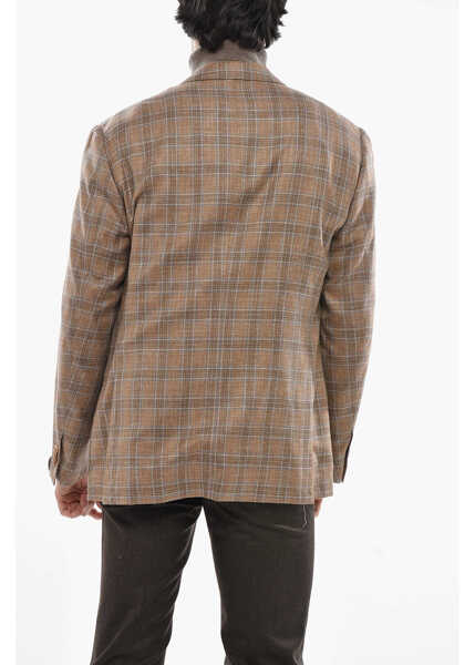 Sacouri CORNELIANI Wool Blend Academy Soft Single Breasted Blazer With Checkere Beige Barbati (BM 19681790) 2