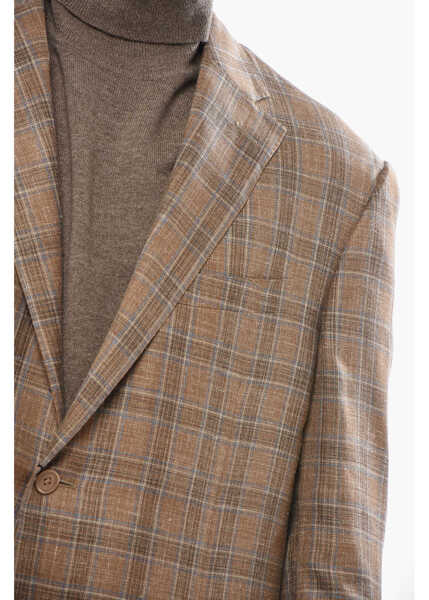 Sacouri CORNELIANI Wool Blend Academy Soft Single Breasted Blazer With Checkere Beige Barbati (BM 19681790) 3