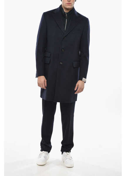Paltoane CORNELIANI Virgin Wool Sportswear Coat With Removable Chest-Piece Blue Barbati (BM 19681796) 4