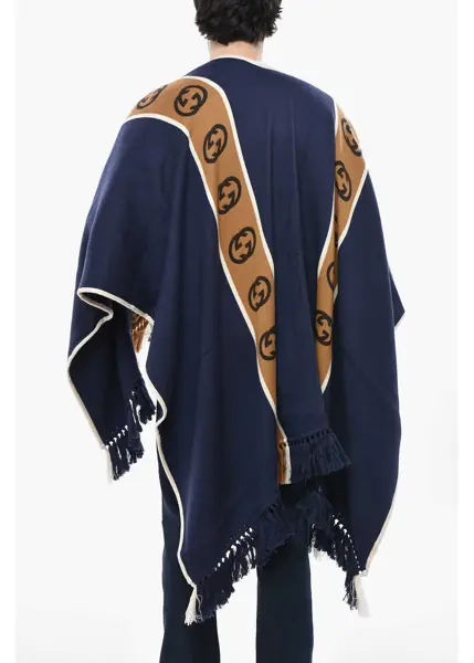 Paltoane Gucci Wool Blend Cape With Monogram Band Blue Barbati (BM 19681805) 2