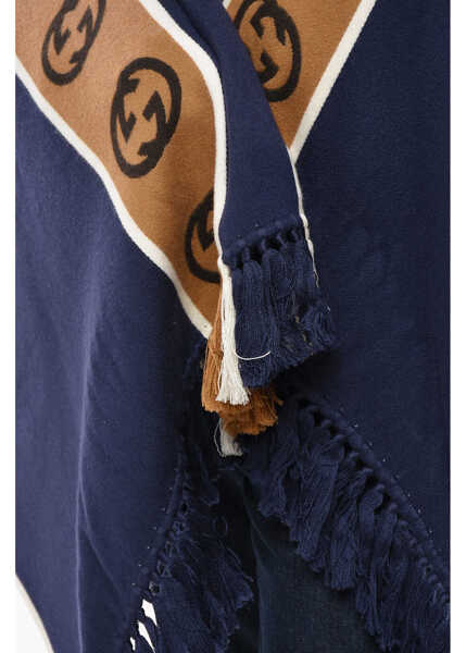 Paltoane Gucci Wool Blend Cape With Monogram Band Blue Barbati (BM 19681805) 3