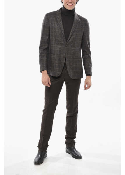 Sacouri CORNELIANI Cc Collection District Check Right Virgin Wool Blazer Brown Barbati (BM 19681817) 4