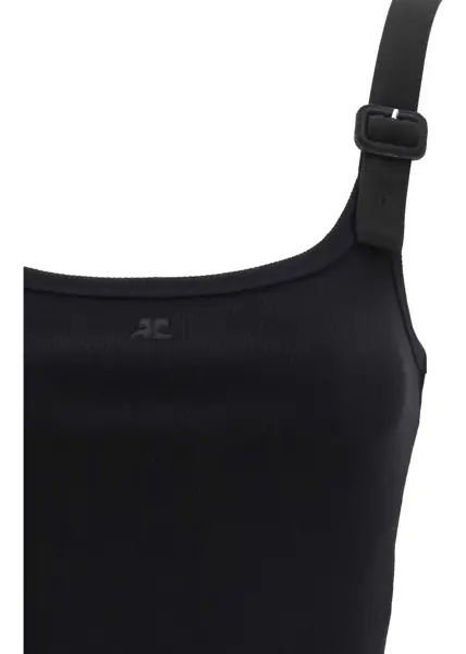 Topuri COURRGES Buckle 90s Rib tank Top BLACK Femei (BM 19688504) 3