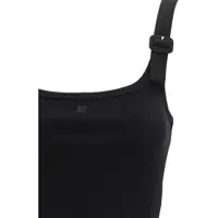Topuri COURRÈGES Dama - Topuri COURRGES Buckle 90s Rib tank Top BLACK Femei (BM 19688504) - B-mall.ro