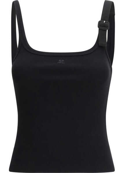 Topuri COURRGES Buckle 90s Rib tank Top BLACK Femei (BM 19688504) 1