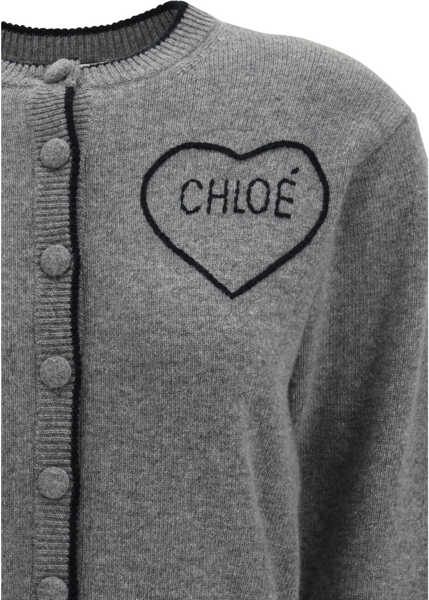 Cardigane Chloe Fitted logo Cardigan DIVINE GREY Femei (BM 19688519) 3