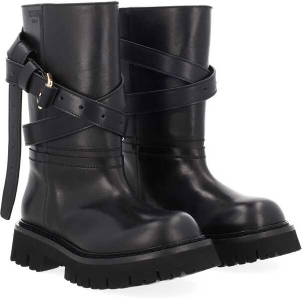 Cizme scurte Moschino Tie-Me Boot BLACK Femei (BM 19688591) 2