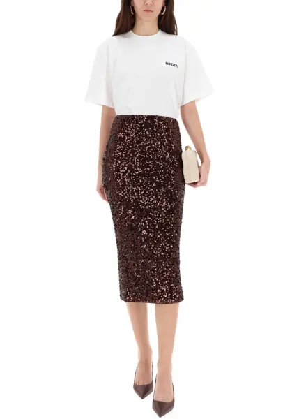 Fuste casual ROTATE Birger Christensen Midi Skirt With Sequins BROWN Femei (BM 19688615) 2