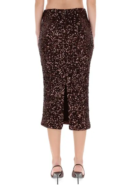 Fuste casual ROTATE Birger Christensen Midi Skirt With Sequins BROWN Femei (BM 19688615) 4