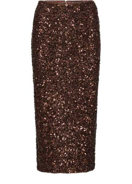 Fuste casual ROTATE Birger Christensen Midi Skirt With Sequins BROWN Femei (BM 19688615) 1