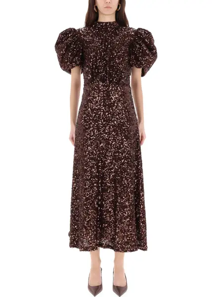 Rochii casual ROTATE Birger Christensen Midi Dress With Sequins BROWN Femei (BM 19688834) 3