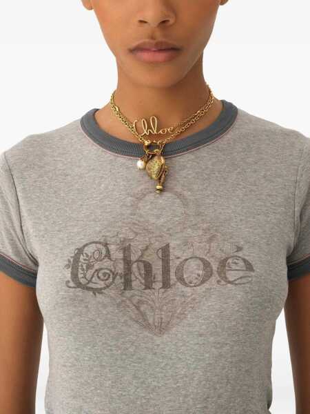 Tricouri Chloe T-Shirt With Logo GREY Femei (BM 19689092) 5