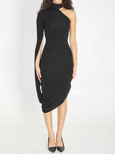 Rochii elegante Alexander Wang Draped Midi Dress BLACK Femei (BM 19689257) 1