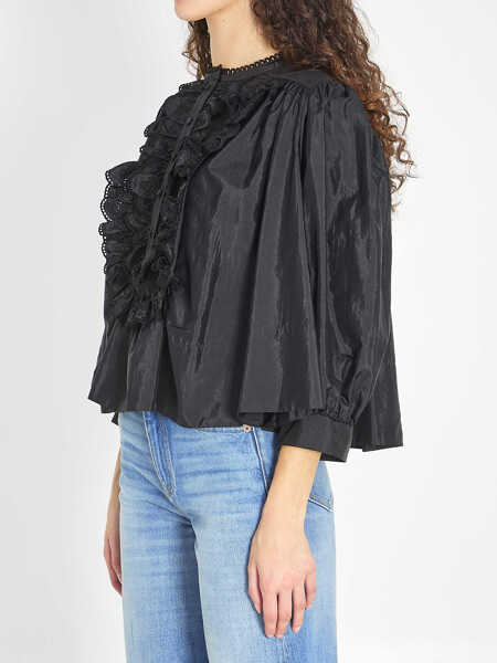 Camasi Chloe Gathered Ruffle Top In Technical Taffeta BLACK Femei (BM 19689299) 2