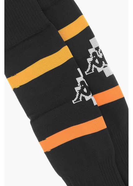 Sosete Marcelo Burlon Kappa Stretch Fabric Long Socks With Contrasting Details Black Barbati (BM 19689398) 2