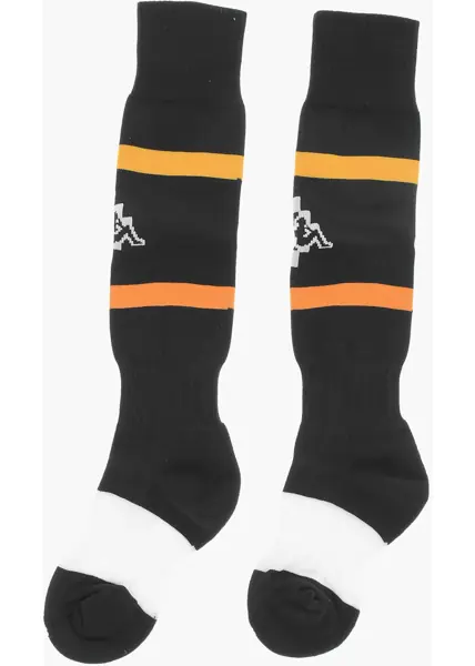 Sosete Marcelo Burlon Kappa Stretch Fabric Long Socks With Contrasting Details Black Barbati (BM 19689398) 3