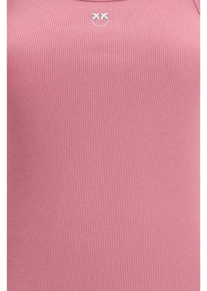 Topuri Pinko Ribbed tank Top with Love Birds logo ROSA - DI MAGGIO Femei (BM 19689404) 3