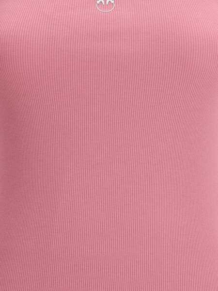 Topuri Pinko Ribbed tank Top with Love Birds logo ROSA - DI MAGGIO Femei (BM 19689404) 4