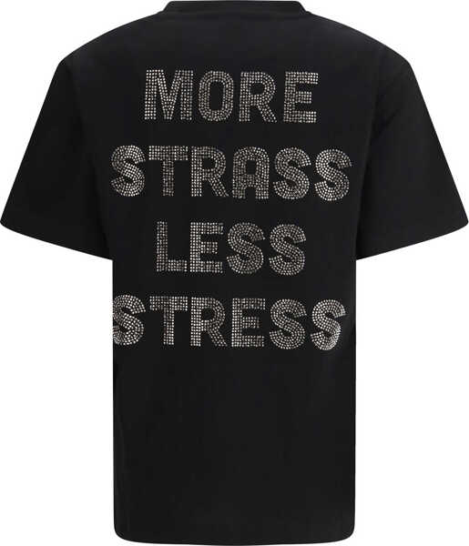 Tricouri Pinko Rhinestone T-shirt NERO LIMOUSINE Femei (BM 19689437) 2