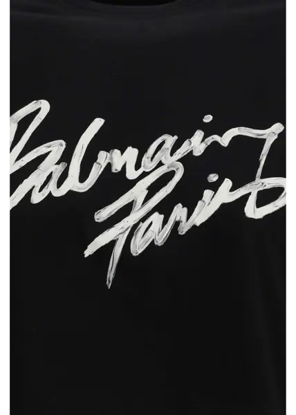 Tricouri Balmain Brush print boxy cropped T-shirt NOIR/BLANC Femei (BM 19689449) 3
