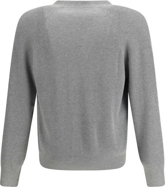 Cardigane Brunello Cucinelli Ribbed Cardigan GRIGIO CHIAROSABBIA Barbati (BM 19689458) 2