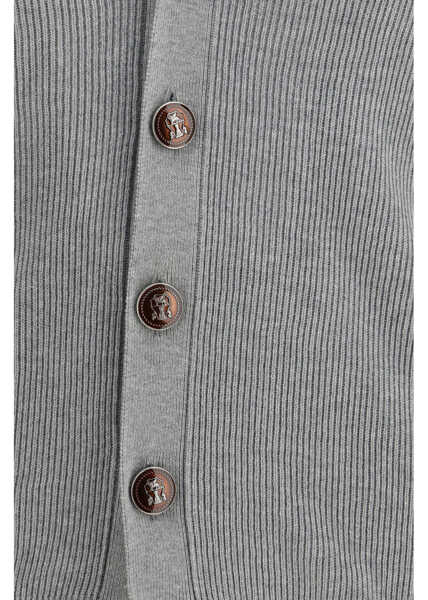 Cardigane Brunello Cucinelli Ribbed Cardigan GRIGIO CHIAROSABBIA Barbati (BM 19689458) 3