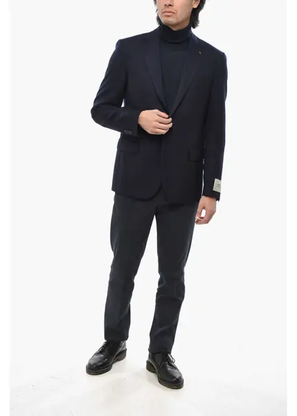 Sacouri CORNELIANI Cc Collection Solid Color Virgin Wool 2 Buttons Blazer With Blue Barbati (BM 19689512) 4