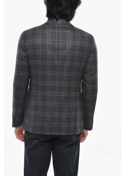 Sacouri CORNELIANI Cc Collection Tartan Check Virgin Wool 2 Pockets Blazer With Blue Barbati (BM 19689515) 2