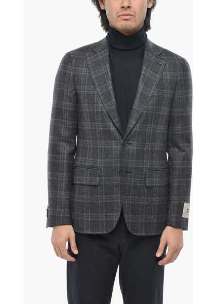 Sacouri CORNELIANI Cc Collection Tartan Check Virgin Wool 2 Pockets Blazer With Blue Barbati (BM 19689515) 1