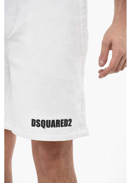 Pantaloni scurti DSQUARED2 Brushed Cotton Shorts With Elastic Waistband White Barbati (BM 19689518) 3