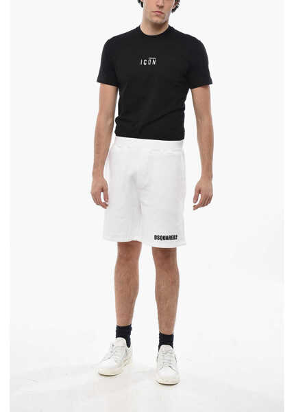 Pantaloni scurti DSQUARED2 Brushed Cotton Shorts With Elastic Waistband White Barbati (BM 19689518) 4