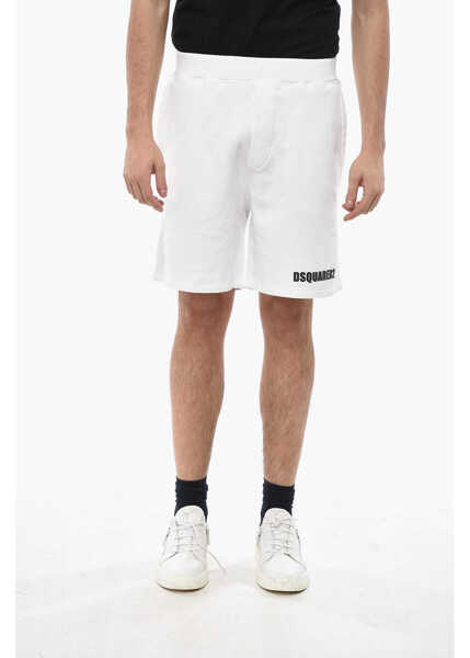 Pantaloni scurti DSQUARED2 Brushed Cotton Shorts With Elastic Waistband White Barbati (BM 19689518) 1