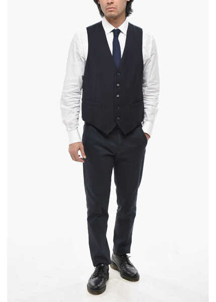 Veste costum CORNELIANI Cc Collection Virgin Wool Waistcoat With Martingale Blue Barbati (BM 19689521) 4