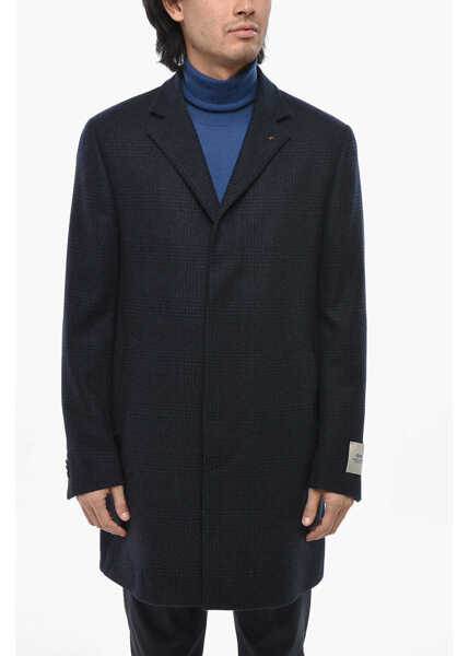 Paltoane CORNELIANI Cc Collection Virgin Wool District Check Single Brested Coat Blue Barbati (BM 19689527) 1