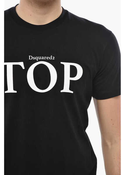 Tricouri DSQUARED2 Crew Neck Top Cotton T-Shirt With Print Black Barbati (BM 19689530) 3