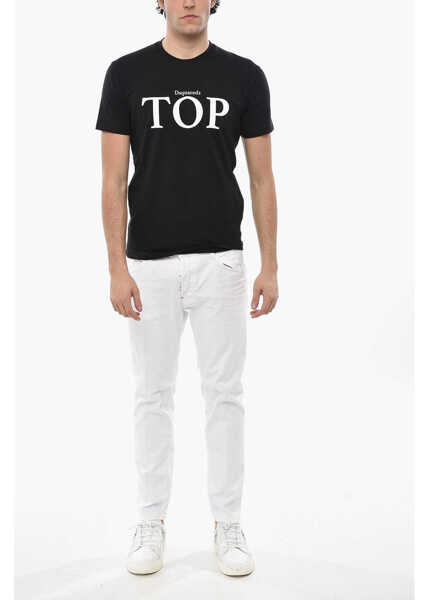 Tricouri DSQUARED2 Crew Neck Top Cotton T-Shirt With Print Black Barbati (BM 19689530) 4