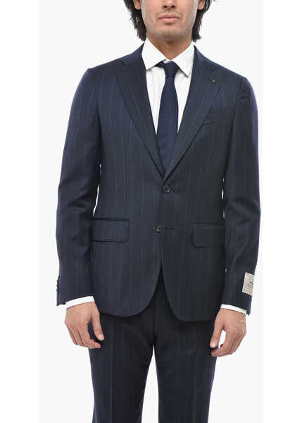 Costume CORNELIANI Cc Collection Pinstriped Virgin Wool Suit With Notch Lapel Blue Barbati (BM 19689536) 2