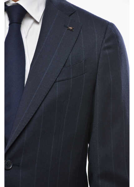 Costume CORNELIANI Cc Collection Pinstriped Virgin Wool Suit With Notch Lapel Blue Barbati (BM 19689536) 3