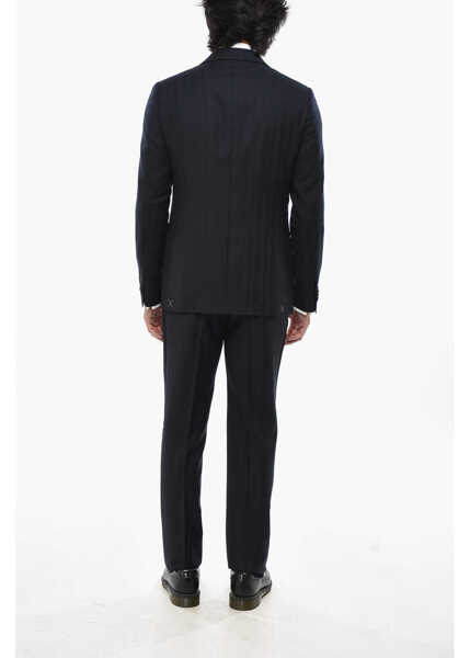 Costume CORNELIANI Cc Collection Herringbone Motif Virgin Wool And Cashmere Sui Blue Barbati (BM 19689545) 4