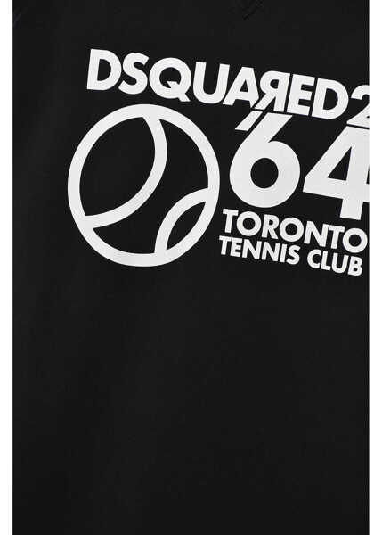 Bluze de trening DSQUARED2 Crew Neck Tennis Club Sweatshirt With Front Print Black Barbati (BM 19689548) 3