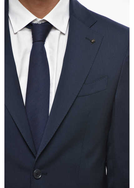 Costume CORNELIANI Cc Collection Solid Color Virgin Wool Suit With Flap Pockets Blue Barbati (BM 19689560) 3