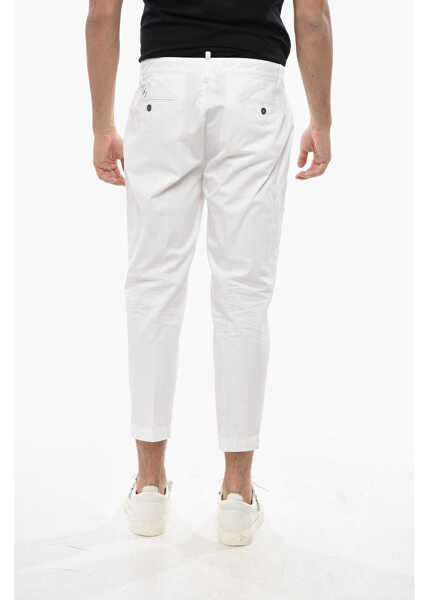 Pantaloni casual DSQUARED2 4-Pocketed Cotton Pants With Patches White Barbati (BM 19689563) 2