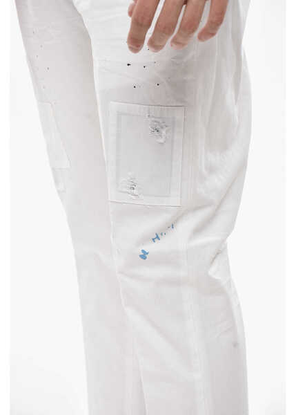 Pantaloni casual DSQUARED2 4-Pocketed Cotton Pants With Patches White Barbati (BM 19689563) 3