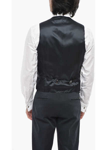 Veste costum CORNELIANI Solid Color Virgin Wool Waistcoat Blue Barbati (BM 19689575) 2