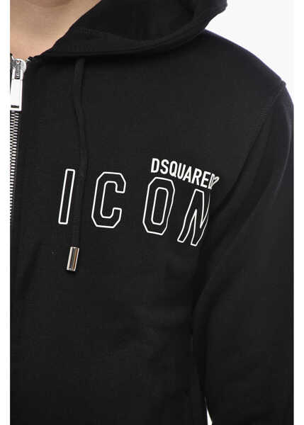 Bluze de trening DSQUARED2 Full-Zip Icon Sweatshirt With Hood Black Barbati (BM 19689581) 3