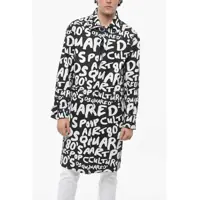 Trenciuri Monogram Patterned Denim Trenchcoat With Flap Pockets Barbati